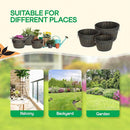 IDZO Set of 3 Wooden Flower Planters for Outdoor Plants, Acacia Wood Barrel Planters, Ergonomic Handles, Drainage Holes, Various Sizes, Black by GreenHaven Gardens