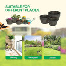 IDZO Set of 3 Wooden Flower Planters for Outdoor Plants, Acacia Wood Barrel Planters, Ergonomic Handles, Drainage Holes, Various Sizes, Black by CozyNest Decor