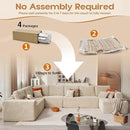 Cloud Sectional Couches for Living Room,U Shaped Modular Sofas No Assembly,165x107 Inches Plush Corduroy Oversized Floor Couch Set with Deep Seat Chaise,Beige by CozyNest Decor