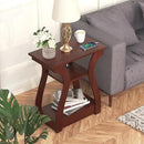 End Tables Living Room, Cherry End Table with Charging Station, Nightstand for Bedroom, 3 Tier End Table with Storage Shelf for Living Room(Cherry) by CozyNest Decor