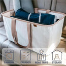 CleverMade Collapsible Laundry Tote - LUXE Mocha 2-Pack 50L - Foldable Storage Organization Container for Clothes Laundry Room Storage Solution by CozyNest Decor