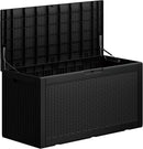 100GAL Black Wicker - Textured Outdoor Deck Box with Lockable – Waterproof, SGS - Verified UV Resistance, Stylish Storage for Patio Furniture & Outdoor Toys, Quick Assembly by GreenHaven Gardens