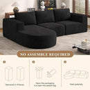Modular Sectional Sofa with L-Shape Chaise,Cloud Sectional Modern Sleeper Couch with Deep Seat,Sponge Compression Sofas No Assembly Required (Black-Corduroy Fabric) 1PCS by CozyNest Decor