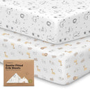 KeaBabies 2-Pack Organic Crib Sheets for Boys, Girls - 52x28 Fitted Crib Mattress Sheet Neutral, Breathable Jersey Cotton Cover for Baby Bed, Toddler Mattress, Soft & Cute Prints (KeaSafari) by TinyTreasures Baby Boutique