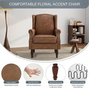 UIXE PU Leather High Back Accent Chair, Upholstered Armchair for Living Room, Retro Wingback Arm Chair Nailhead Trim Single Sofa Bedroom Reading Seat with Solid Wood Legs - Brown by CozyNest Decor