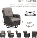 4 Pieces Patio Furniture Sets, Wicker Patio Swivel Glider Chair with Ottomans, Outdoor Furniture Set for Outside Porch, Deck, Balcony, Garden by GreenHaven Gardens