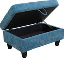 Ottoman Rectangular Storage Ottoman Bench, Flannel Footrest Stool Footstool with Lid for Living Room, Bedroom, Entryway, Blue, 34"x22.8"x17.5" by CozyNest Decor