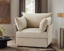 Oversized Accent Chair, Upholstered Modern Sofa Chair with Removable Backrest & Detachable Cover, 24.5" Deep Seat Large Reading Armchair for Living Room Bedroom Office - Chenille Beige Set of 1 by CozyNest Decor