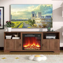 Fireplace TV Stand for Television up to 80 Inch,Entertainment Center with Adjustable Shelf,Mid-Century Modern Fluted TV Stand with 23" Electric Fireplace,Media Console for Living Room,Bedroom by CozyNest Decor