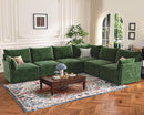 135.5" Oversized Modular Sectional Sofa, L Shaped Convertible Couch with Movable Ottoman, 5 Seat Corner Couches for Living Room Deep Seat Green Chenille by CozyNest Decor