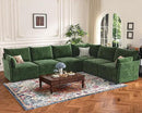 Oversized Loveseat Sofa, Modern Modular Sectional Couch Green Fluffy Chenille Mid Century 2-Seat 24.5" Deep Seat for Apartment, Living Room, Bedroom by CozyNest Decor