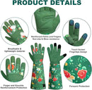 DLY Gardening Gloves,Leather Rose Gloves,Women's Long Gardening Glove for Garden Work and Yard Work,Durable and Comfortable(X-Large, Green by GreenHaven Gardens