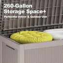 260 Gallon Deck Box XXL Large Outdoor Storage for Patio Furniture,Outdoor Cushions,Garden Tools and Pool Supplies,Waterproof,Resin,Lockable(Grey Rattan) by CozyNest Decor