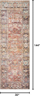 Loloi Layla Collection LAY-02 Spice/Marine 2'-6" x 12'-0" .13" Thick Runner Rug, Soft, Durable, Vintage Inspired, Distressed, Low Pile, Non-Shedding, Easy Clean, Printed, Living Room Rug by CozyNest Decor