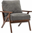 Wahson Mid Century Chair, Upholstered Accent Armchair, with Wood Frame and Canvas Cushions, Leisure Slipper Chair for Living Room/Bedroom, Grey by CozyNest Decor