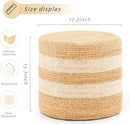 Handwoven Ottoman Pouf, Natural Water Hyacinth Footstool, Round Braided Outdoor Seat with Sturdy Frame, Boho Accent Stool for Patio, Balcony, or Garden (White) by CozyNest Decor