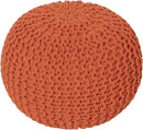 REDEARTH Round Pouf Ottoman - Hand Knitted Cable Boho Poof - Pouffe Circular Footrest for Living Room - Bedroom - Patio - 100% Cotton (19.5"x19.5"x14") - Burnt Orange by CozyNest Decor
