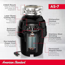 American Standard 10-US-AS-7 Garbage Disposal Anti-Jam Stainless Steel Food Waste Grinding System, Heavy Duty, 3/4 HP, Black by CozyNest Decor