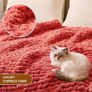 L'AGRATY Chunky Knit Blanket Throw: 50''x60'' Chenille Chunky Knitted Throw Blankets for Bed Couch - Handmade Thick Cable Knit Blanket - Large Crochet Rope Blankets for Home Decor(Coral Pink) by CozyNest Decor