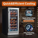 Ca'Lefort 15 Inch Wine Fridge, 28 Bottle Wine Cooler Refrigerator, 40-65°F Wine Refrigerator Glass Door, 3 LED Dual Zone Wine Fridge, Built-in or Freestanding Fridge for Home/Bar/Kitchen (3.0 cu.ft) by CozyNest Decor