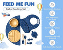 Bamboo Baby Feeding Set for Infants & Toddlers - Baby Essentials, Non-Toxic, Sustainable, Bamboo Suction Plate & Bowl, Bib, Sippy Cup w/Lid & Straw, Perfect Baby Shower Gifts (Midnight Blue) by TinyTreasures Baby Boutique