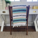 Del Mex Classic Mexican Blanket, Large Authentic Woven Falsa Throw (70"x50"), Artisan Southwest Décor for Beach, Yoga, Outdoors (Mint/Tan) by CozyNest Decor