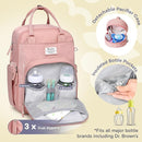RUVALINO Diaper Bag Backpack, Multifunction Travel Back Pack for Girls, Maternity Baby Changing Bags with Changing Pad for Mom, Large Capacity, Waterproof and Stylish, Pink by TinyTreasures Baby Boutique