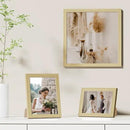 Vittanly 12x12 Picture Frames Set of 9, Shatter Resistant Plexiglass, Display 8x8 Pictures with Mat or 12x12 without Mat, Photo Frames for Wall Mount, Engineered Wood, OAK by CozyNest Decor