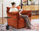 Terracotta Oversized Accent Chair, Upholstered Modern Sofa Chair with Removable Backrest & Detachable Cover, 24.5" Deep Seat Large Reading Armchair by CozyNest Decor