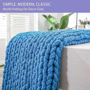 Bigacogo Chunky Knit Throw Blanket for Couch, 40x60 inches, 100% Hand Knitted with Thick Jumbo Chenille Yarn, Cozy Soft Large Rope Knot Cable Crochet Blankets for Sofa Bed Living Room, Bright Blue by CozyNest Decor