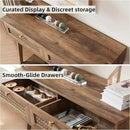 Narrow Sofa Table with Two Drawers and Shelf, Modern Style Wooden Console Table for Living Room, Entryway, Hallway, Rustic Oak by CozyNest Decor