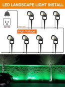 7W Green LED Landscape Lights, 110v 120V Plug in Landscape Lighting with IP66 Waterproof Halloween Christmas Spotlights for Garden Pathway Tree Pathway, 2 Pack by GreenHaven Gardens