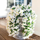 Faux Bougainvillea Artificial Flowers Plants for Outdoors Outside Decoration, 2 PCS White Fake Flowers UV Resistant Look Real Silk Long Trailing Vines for Front Door Porch Planter Patio Garden Yard by CozyNest Decor