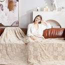 Cozy Bliss Tan Checkered Large Faux Rabbit Fur Twin Bed Blanket, Soft Fuzzy Fluffy Minky Furry Blankets for Couch, Bed, Adults (60 * 80 Inches Beige) by CozyNest Decor