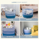 OrganiHaus Toy Storage Basket for Kids, Large Cotton Rope Organizer Bin for Nursery, Toy Box, Blanket Holder, Baby Hamper for Living Room, Soft & Washable, 20x13 inches - Blue by TinyTreasures Baby Boutique