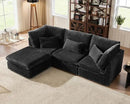 Oversized Modular Sofa, Extra Deep Cloud Corduroy Sectional Couch with Ottoman Chaise, Fluffy Chenille L-Shaped Sofas for Living Room, Villa (L Shape 4 Seater, Corduroy Black) by CozyNest Decor