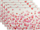 Pink Love Heart Valentine's Day Placemats Set of 4 Valentine Seasonal Holiday Linen Table Mats 12x18 Inch Anniversary Wedding Sweet Romantic Place Mats for Party Kitchen Dining Outdoor Indoor Decor by CozyNest Decor