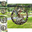 Flower Fairy Garden Decorations Angel Wing Christmas Halloween Deco Statue Art Elf Sculpture Hanging Craft for Outdoor Yard Courtyard Lawn Patio Window Acrylic Ornament Home Gift (B,L: 8*8 IN) by CozyNest Decor