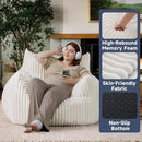 Oversized Bean Bag Chair for Adults, Giant Comfy Plush Boneless Bean Bag Couch with Filler for Kids - Reading Chair for Living Room, Bedroom & Dorm, Single Accent Chair Floor Lounger, Beige by CozyNest Decor