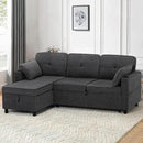 84 Inches Fabric Sectional Sofa w/Pull Out Sofa Bed & Adjustable Back, Tufted L Shaped Couch w/Storage Chaise, Sleeper Sectional Sofa w/USB Port & Cup Holders for Living Room, Grey by CozyNest Decor
