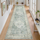LIVEBOX Washable 2.5x10 Runner Rugs for Entryway Bathroom, Boho Kitchen Floor Mat Long Rug Runners for Hallways Non Slip, Farmhouse Low-Pile Carpet Runners for Laundry Room, Sage Green by TinyTreasures Baby Boutique