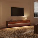 POVISON Fully-Assembled Mid Century Modern TV Stand, 78.74" Wood Media Console with Adjustable LED Light, Entertainment Center with Storage for Living Room by CozyNest Decor