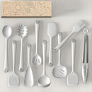 Thickened Silicone Kitchen Utensils Set, 600°F Heat Resistant Silicone Cooking Utensils, Spatula, Spoon, Whisk, Tongs, Kitchen Gadgets for Nonstick Cookware, Dishwasher Safe BPA Free (Cream White) by CozyNest Decor