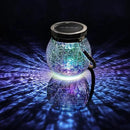 Cooo 2 Pack Solar Lantern Outdoor Waterproof Iridescent Crackle Glass with 215% Larger Solar Panel, Stainless Steel Lid – Rainbow Glass Hanging Light with Cool White LED for Garden Patio Table by CozyNest Decor