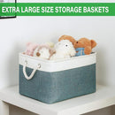Bidtakay Fabric Storage Baskets for Shelves 3 Pack Large Storage Bins for Organizing Linen Collapsible Organizer for Closet-Deep Green by TinyTreasures Baby Boutique