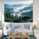 AMM Nature Forest Mountain Tapestry Green Misty Pine Tree Tapestry for Bedroom Aesthetic Foggy Woodlands Sky Landscape Tapestries Wall Hanging for Living Room Dorm 80 x 60 Inch by CozyNest Decor