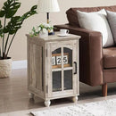 Narrow Side Table Set of 2,Farmhouse Nightstand with Charging Station,End Table with Glass Barn Door Storage, Cabinet Organizer with Adjustable Shelf, Night Stand for Small Spaces Living Room Bedroom by CozyNest Decor