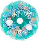 26 Inch Coastal Seashell Large Wreath with Natural Starfish & Scallops Shell, Lake Blue Beach Style Front Door Wreath with for Spring Summer, Farmhouse Rustic Indoor Outdoor Home Wall Wedding Decor by CozyNest Decor