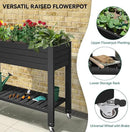 YITAHOME 3.6x1.5x2.8 FT Elevated Garden Bed Kit with Legs and Wheels, Outdoor Large Resin Planter Box Stand with Drain Plug and Storage Shelf for Plants Vegetables Fruits, Black by GreenHaven Gardens