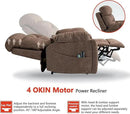 4 OKIN Motor Power Lay Flat Lift Recliner Chair for Elderly Adults Big and Tall Recliners with Heat Massage, Adjustable Head-Back-Lumbar-Leg-Support, Extended Footrest, 2 Cup Holders by CozyNest Decor